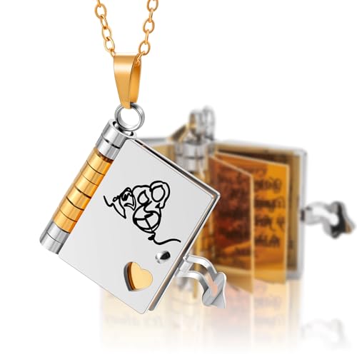 ISELBDR Granddaughter Book Necklace The Most Beautiful Chapter Book Necklace with 6 Pages Engraved Information Granddaughter Gifts from Grandma
