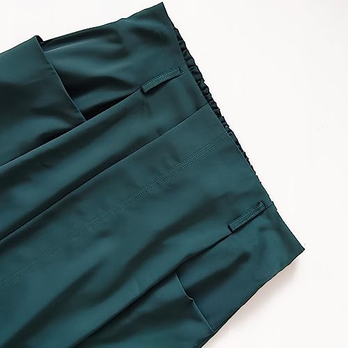 Women's High Waist Elastic Waist A-Line Midi Skirt with Pockets4