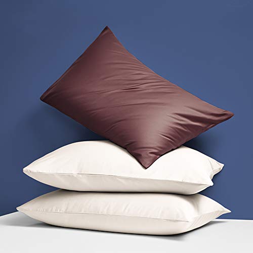 NTBAY 2 Pack Zippered Satin Pillow Cases for Hair and Skin Luxury King Hidden Zipper Pillowcases Set of 2, 50x90 cm, Chocolate - Image 4