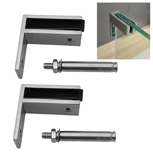 KMERCE - Pinza de acero inoxidable 304, fijación de valla de cristal para guardabarros de escalera - Barandilla de cristal para balcón, jardín, terraza (90 grados contra la pared, color INOX)