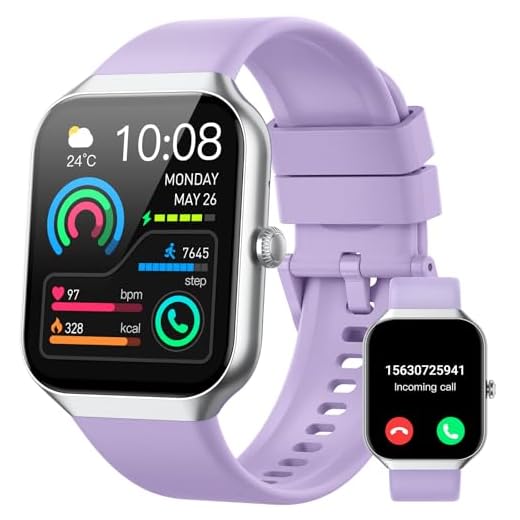 Montre Connectée Femme Homme, 1.96" HD Smartwatch avec Appel Bluetooth, Montre Connectee Etanche IP68, 113+ Sportifs/Podometre/Fréquence Cardiaque/Sommeil, Montre Intelligente pour Android iOS, Violet