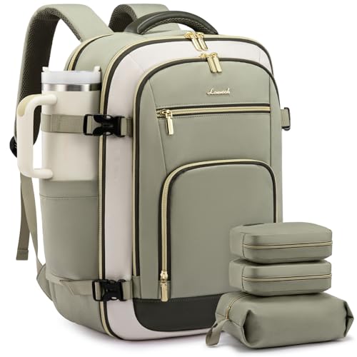 Image of LOVEVOOK Travel Backpack For Women Flight Approved, 50L Large Carry On Backpack, Personal Item Travel Bag for Airplanes, Business 18 Inch Laptop Backpack, Weekender Overnight Daypack, With 3 Cubes
