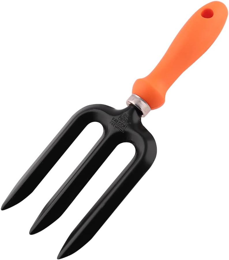 Falcon FWF-102 Weeding Fork with Comfortable PVC Grip Stainless Steel Handheld Multipurpose Weeder Gardening Tool for Home Outdoor Garden Planting Weeding and Digging Soil (Multicolor)