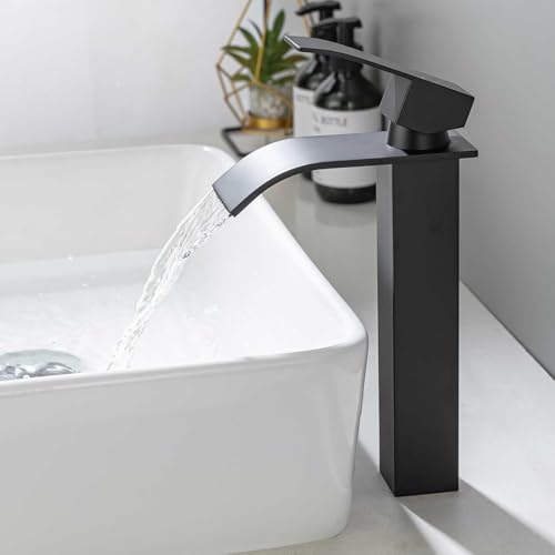 ONECE Robinet Cascade pour Vasque à Poser, Mitigeur Haut pour Lavabo, Robinet Cascade pour Salle de Bains en Acier Inoxydable Résistant à l'usure,...