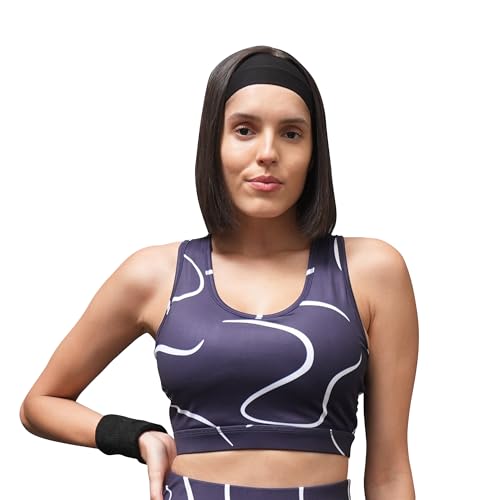 Image of SOIE Women's Medium Impact Quick Dry Padded Racerback Printed Athleisure Sports Bra
