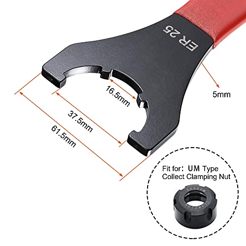 uxcell Collet Chuck Wrench Spanner for ER25UM Clamping Nut CNC Milling Lathe Chuck Holder Tool with Red Non-slip Handle - Image 2