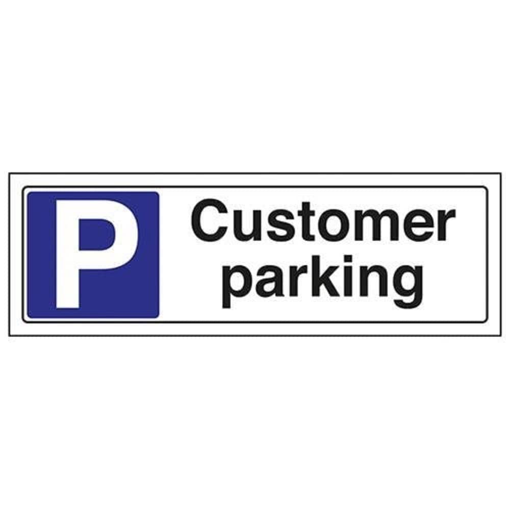 V Safety Customer Parking Parking Sign - 300mm x 100mm - 1mm Rigid Plastic