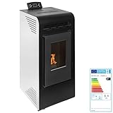 EIDER BIOMASA – Estufa de Pellets Power 9 Plus – 8,99 kW – Rendimiento 94% – Compacta 91x44x43 cm – Tolva 15 kg – Calienta hasta 180 m³ – Consumo 1,09–1,66 kg/h – Clase A+