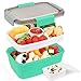 Bugucat Bento Box 2000 ml, pojemnik na lunch do sałatek z 4 półkami, miska do sałatek z pojemnikiem na opatrunki, pojemniki na posiłki na przekąski owocowe, wbudowana łyżka wielokrotnego użytku