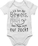 Baby Body Junge Mädchen - Vatertagsgeschenk Baby Papa Geschenk - Ich Bin der Beweis, DASS Papa Nicht nur zockt - 1/3 Monate - Weiß - weißer Vater - BZ10