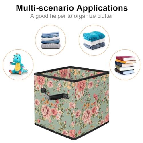 Boîte de rangement cube pliable fleurs vintage pour éliminer le désordre