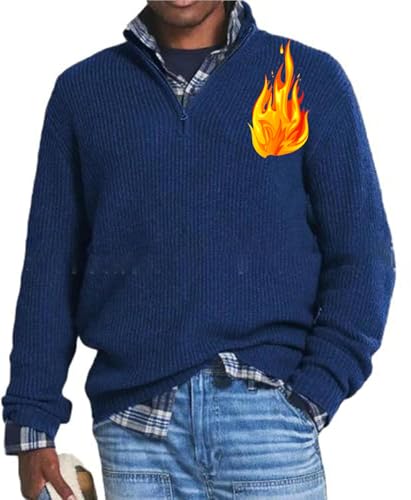 Men's Cashmere Business Casual Zipper Sweater,2025 New Mens Polo Collar Sweaters 1/4 Zip Pullover