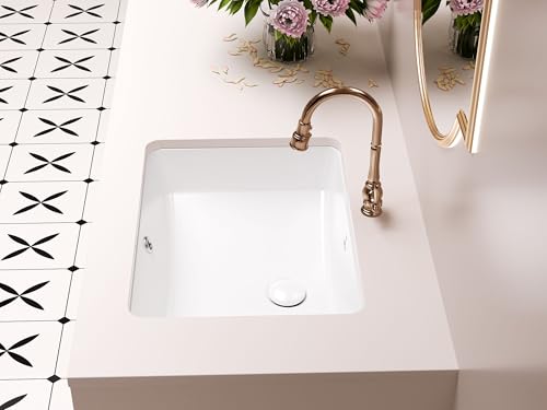 SmartSylva Rectangular Undermount Bathroom Sink,18 x 14 Inch Porcelain Ceramic Lavatory Vanity Undermount Sink, Glossy White by SmartSylva - Used condition - Image 3