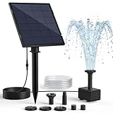 Pompe à fontaine solaire pour bac à oiseaux, Pompe à eau solaire 2,5W avec câble d'alimentation de 3m, Piquet de sol réglable, 5 modes de pulvérisation et tuyau de 1,2m, Protection contre le fonctionn