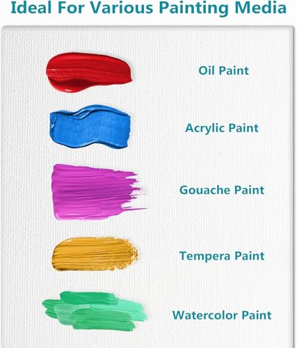 Image of KEFF Canvas for Painting - 5-Pack 8x10 Canvas Value Pack - 100% Cotton Triple Primed Small Canvases for Painting. Mini Canvases Bulk Set for Acrylic, Oil, Watercolor&Tempera - Art Supplies for Adults