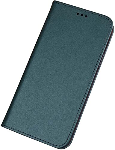 Coque iPhone 13 cuir véritable KANUZ étui folio cyan antichoc 6.1