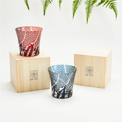 LUGUFON 切子グラス ロックグラス 菊つなぎ 260cc(2個)