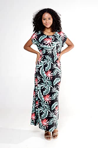 Image of Hawaii Hangover Women's Hawaiian Cap Sleeve Maxi Dress Signature Prints | Cap Sleeves; Maxi Length; Soft Rayon Fabric; Signature Tropical Prints; Resort Vacation Style