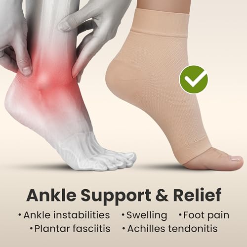 KEMFORD-Ankle-Compression-Sleeve-Plantar-Fasciitis-Braces-Open-Toe-Compression-Socks-for-Swelling-Sprain-Neuropathy-Arch-Support-for-Men-and-Women-20-30mmhg-M-Beige