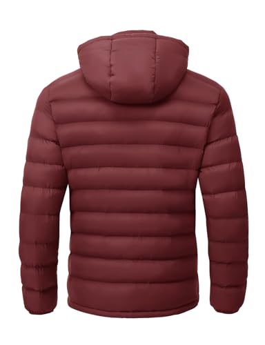 Image of TBMPOY Men's Lightweight Puffer Jackets Detachable Hood Water-Resistant Casual Winter Coat Hooded Insulated for Travel Ski
