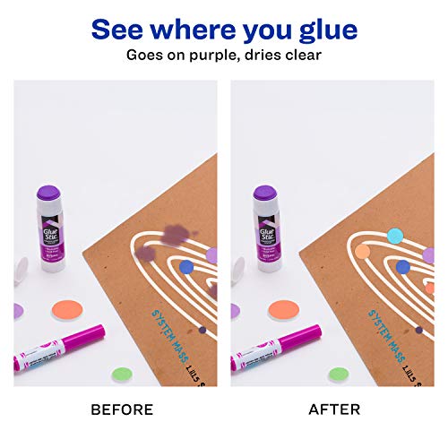 Avery Glue Stic Disappearing Purple Color, 1.27 Oz., Washable, Nontoxic, Permanent Adhesive, 1 Glue Stick (00221) #TOP1
