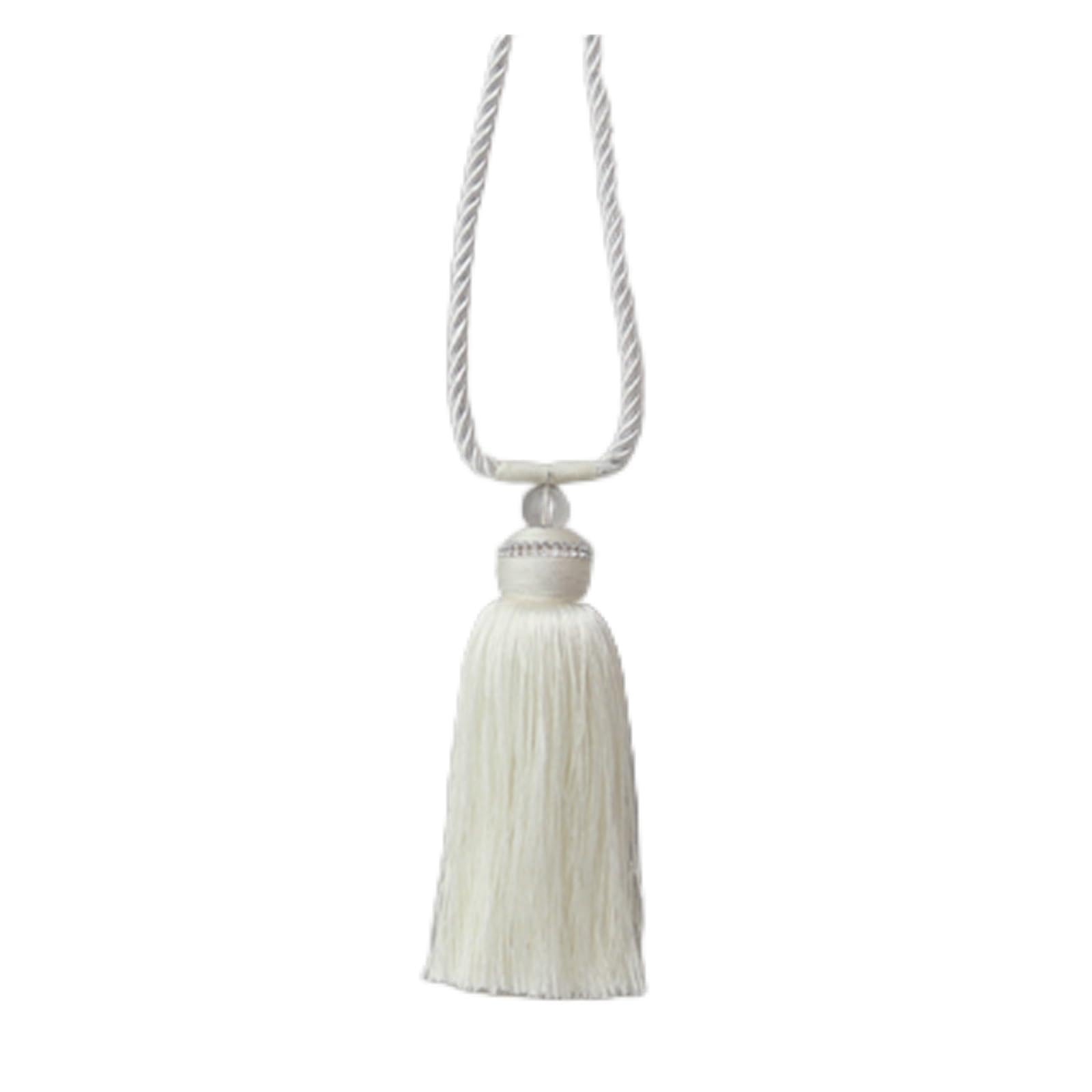 2 Pezzi Fermatende con Fibbia, Corda, Decorazione A Diamante, Accessorio per La Casa, Fermatende con Nappe（White）