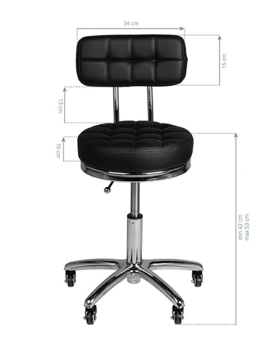 META - Sgabello Ergonomico Regolabile per Massaggi, Centri Estetici, Tattoo, Studio Medico e Manicure Confort e Stabilità (Nero)