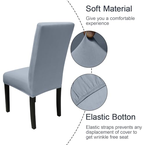 JQinHome Dining Chair Covers Set of 4, High Stretch Removable Washable Dining Room Chair Covers,Kitchen Chair Cover for Home Party Hotel Wedding Ceremony(Light Grey) — view 5