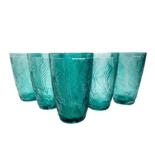 Jogo com 6 Copos, Folhas, Verde, Casambiente