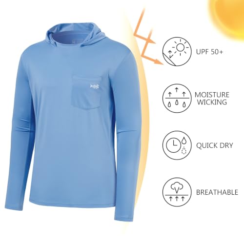 Image of BASSDASH Men's UPF 50+ Fishing Hoodie Shirts with Chest Pocket Lightweight UV Sun Protection Long Sleeve Hiking Sports FS34M