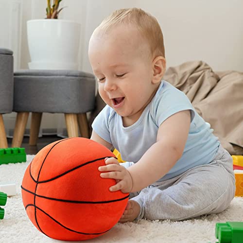 Hydren 2 Pcs Plush Football Basketball Pillow Fluffy Soft Plush Ball Sports Plush Basketball Stuffed Football Basketball Plush Pillows Stuffed Basketball Room Decor For Nursery (Basketball, 8.7 Inch) #TOP5