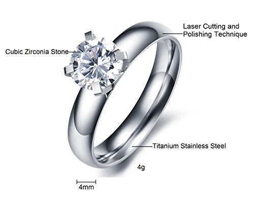 Sunnyhouse Jewelry Lady's Gorgeous Simple Korean Stylish Titanium Wedding Band Ring With Cubic Zirconia Stone (8) #TOP4