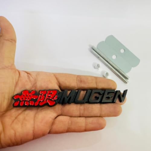 Image of Emblems for Car & Bike Metal Lo.go and Grill Me.tal Lo.go, Auto Accessories for Car Emblem 3D Badge Auto Racing Sport Sticker Grand Tourer Decal. (RED Black Mugen Metal Grill Logo.)