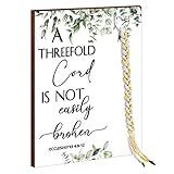 Yookeer a Cord of Three Strands a Threefold Cord Wedding Unity Sign Marriage Art Wood Framed Braid for Wedding Ceremony Ideas Couple Anniversary Wall Hanging, 13.4 x 9.5 inch(Greenery)