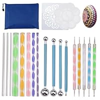 19 Stücke Dot Painting Werkzeug, Dotting Tools für Steine, Punktmalerei Set Dauerhaft, Mandala Dotting Schablonen, Mandala Rock Punktierung für DIY Malerei, Handwerk, Polymerton, Steinzeichnung