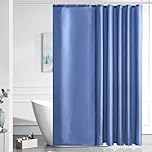 Furlinic Shower Curtain Mould Proof Resistant Wetroom Bathroom Polyester Fabric Misty Blue Shower Curtains Liner Waterproof Rustproof Washable Weighted with 12 Hooks Extra Long 200x220cm 78x86 Inch.