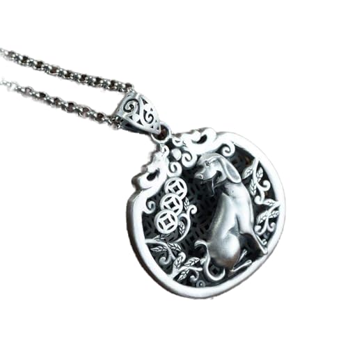 Collier zodiaque chien argent S925 un cadeau d'anniversaire original au design créatif 3D