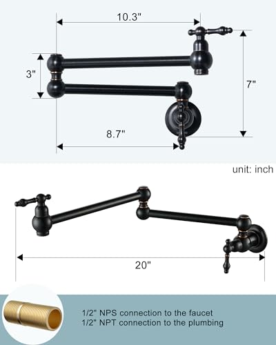 Bras oscillant extensible double articulation pour mitigeur pliant