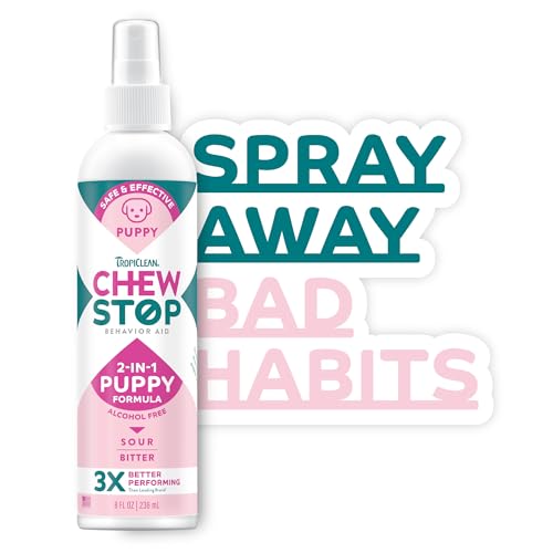 TropiClean No Chewy Spray for Puppies, Safe Chew + Lick Deterrent, 8oz