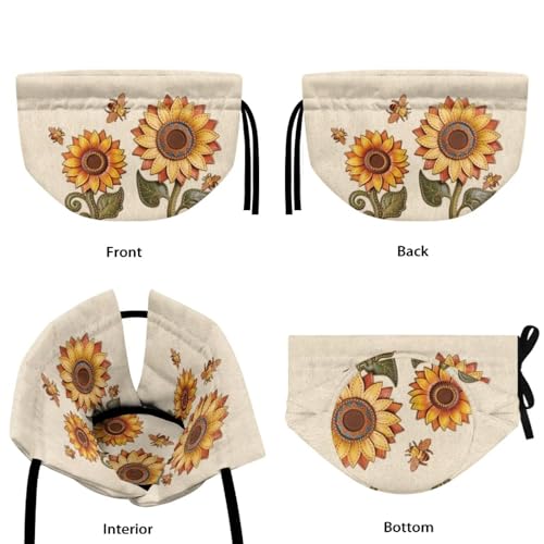 Image of Sunflower Bee Print Tea Cozy for Teapot Insulated Tea Kettle Cosy Drawstring Design Teapot Insulation Cover for Keeping Warm