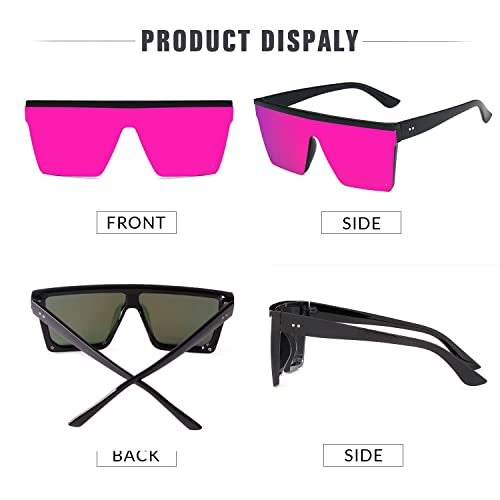 GIFIORE Retro Square Big Sunglasses Women Flat Top Mirrored Shades Siamese Lens4