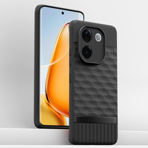 Image of Pikkme Back Cover for Vivo T3 Pro 5G / iQOO Z9s Pro 5G Camera Protection 3D Hexa Cube Design Silicone Protective Bumper Case (Black)