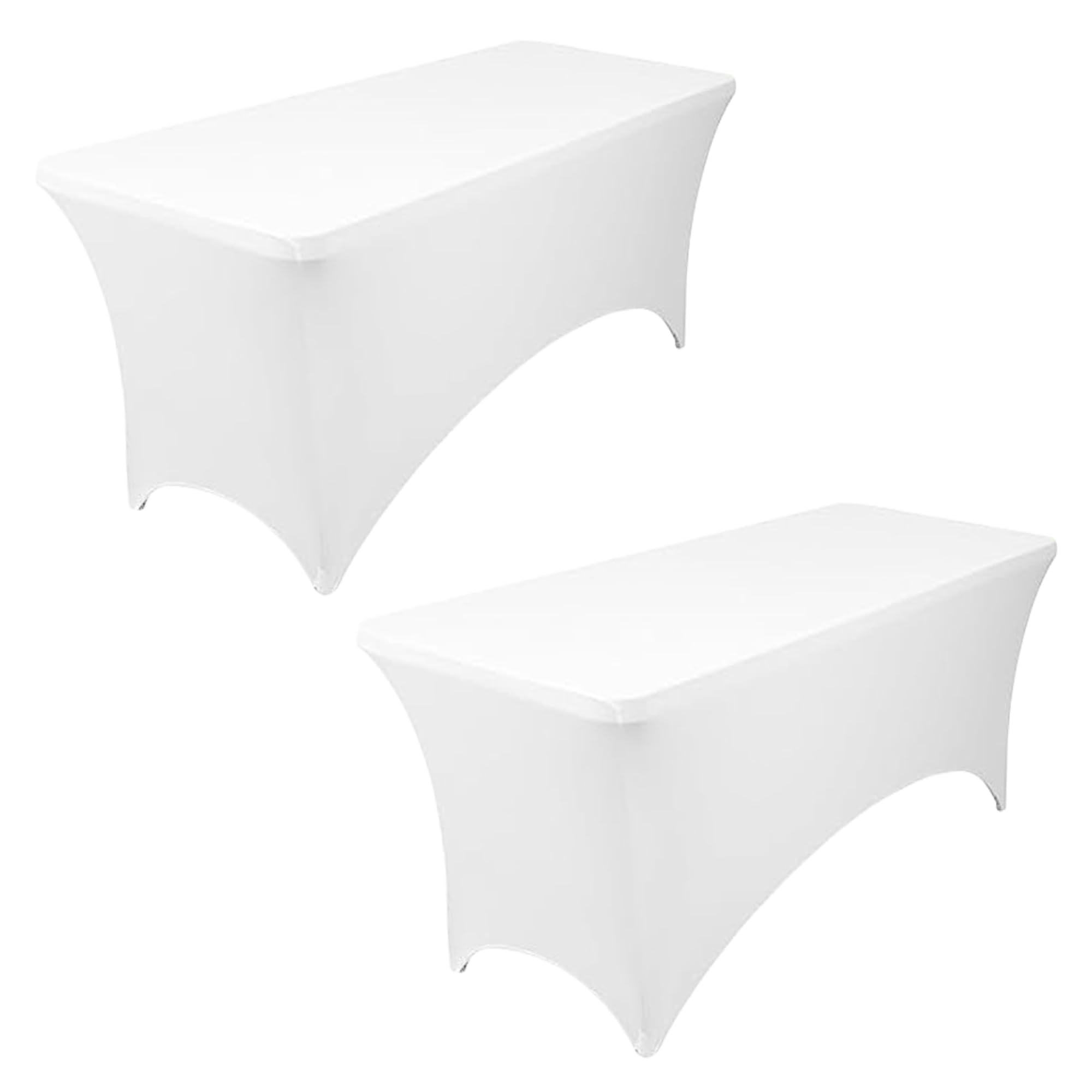 Nappe extensible anti-plis élasthanne blanc lot de 2 housses ajustées table 183 cm
