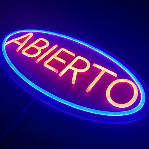 Image of Abierto Open Neon Sign for Business, Spanish Large Open LED Light up Sign, Open Neon Lights for Bar Restaurant Coffee Salon Store Shop Wall Window Display,Business Open Sign