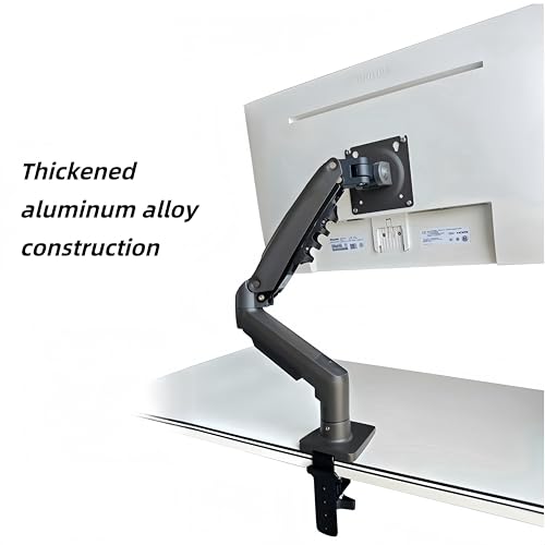 Single Monitor Mount, Gas Spring Gaming Monitor Arm Stand, 17-30 inch Monitor Stand for Desk with C-clamp/Grommet Mounting Base 180° Swivel Adjustable Height Max. 19.8LBS - Thumbnail 6