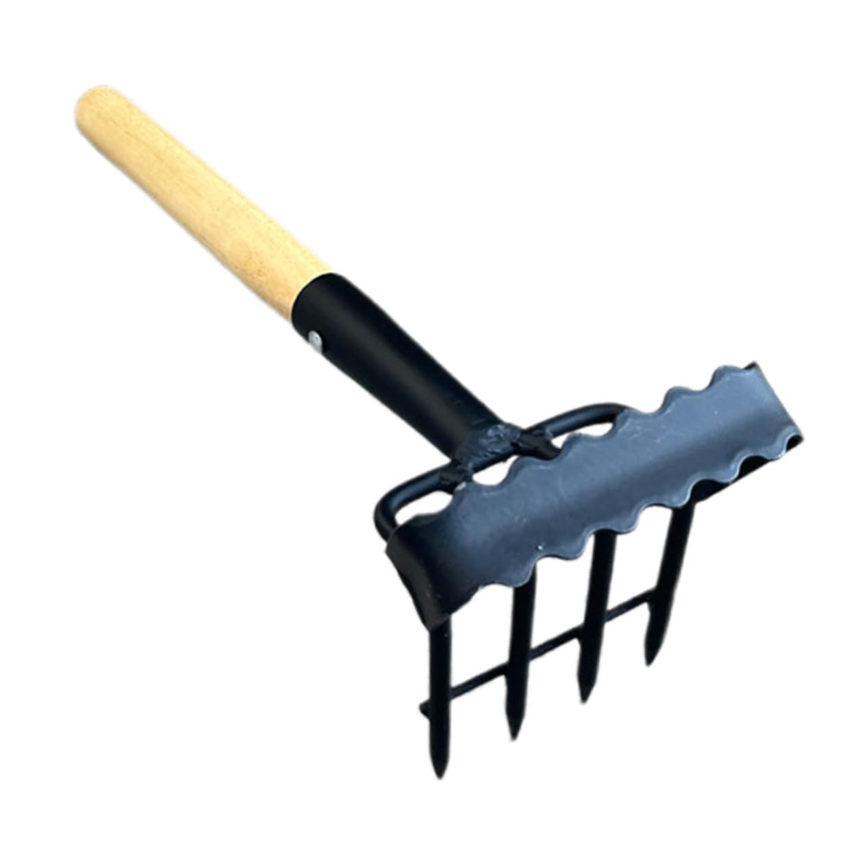 Rastrillo De Jardinería De Mano Hierro Mango De Madera Ideal para Césped