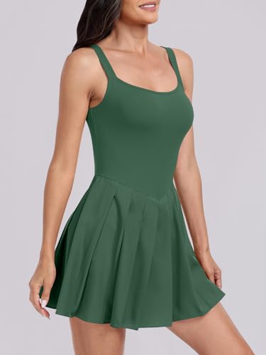 ANRABESS Women's Tennis Athletic Pleated Summer Mini Dress 2025 Golf Workout Build in Shorts Casual Romper Short Sundress3