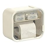 Wandmontierter Toilettenpapierhalter mit Schublade, wasserdichter Papierspender, bohrfreier ABS-Badezimmer-Aufbewahrungsorganizer mit Sichtfenster für Bad und Küche