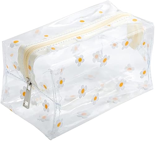 Bolsas de maquillaje de flores transparentes, bolsa de cosméticos floral transparente, bolsa de lavado de viaje, bolsa de almacenamiento impermeable