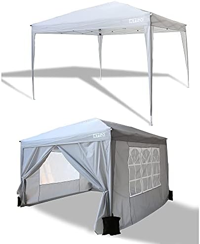 KT20 3M x 3M Pop-up Gazebo Tent Instant Canopy with Travel Bag, Canopy, 4x Sandbags 4x Guy Ropes & x8 Ground Stakes, Grey